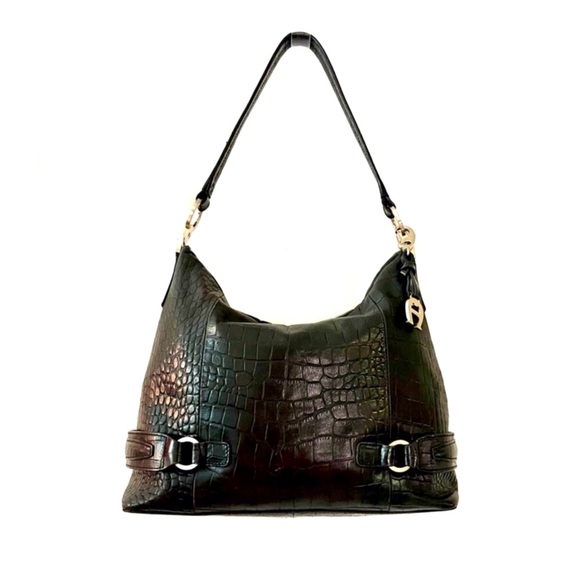 Etienne Aigner Handbags - Etienne Aigner Croc-Embossed Leather Bag EUC